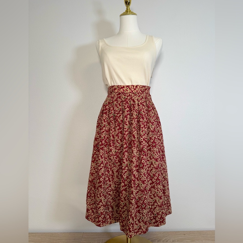 Vintage Christian Dior Pret-a-porter Red Floral A Line Skirt Women’s Sz M - Picture 1 of 8